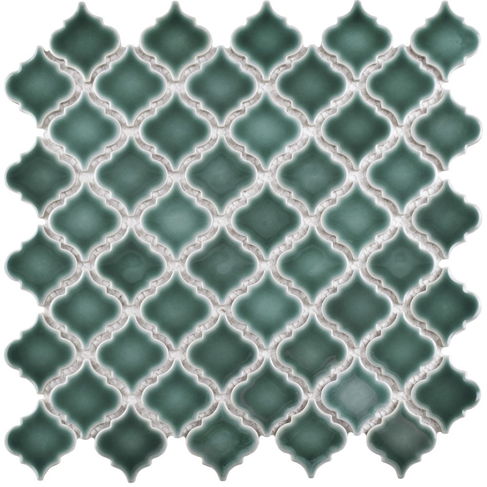 Hudson Tangier Emerald 12-3/8 in. x 12-3/8 in. Porcelain Mosaic Tile