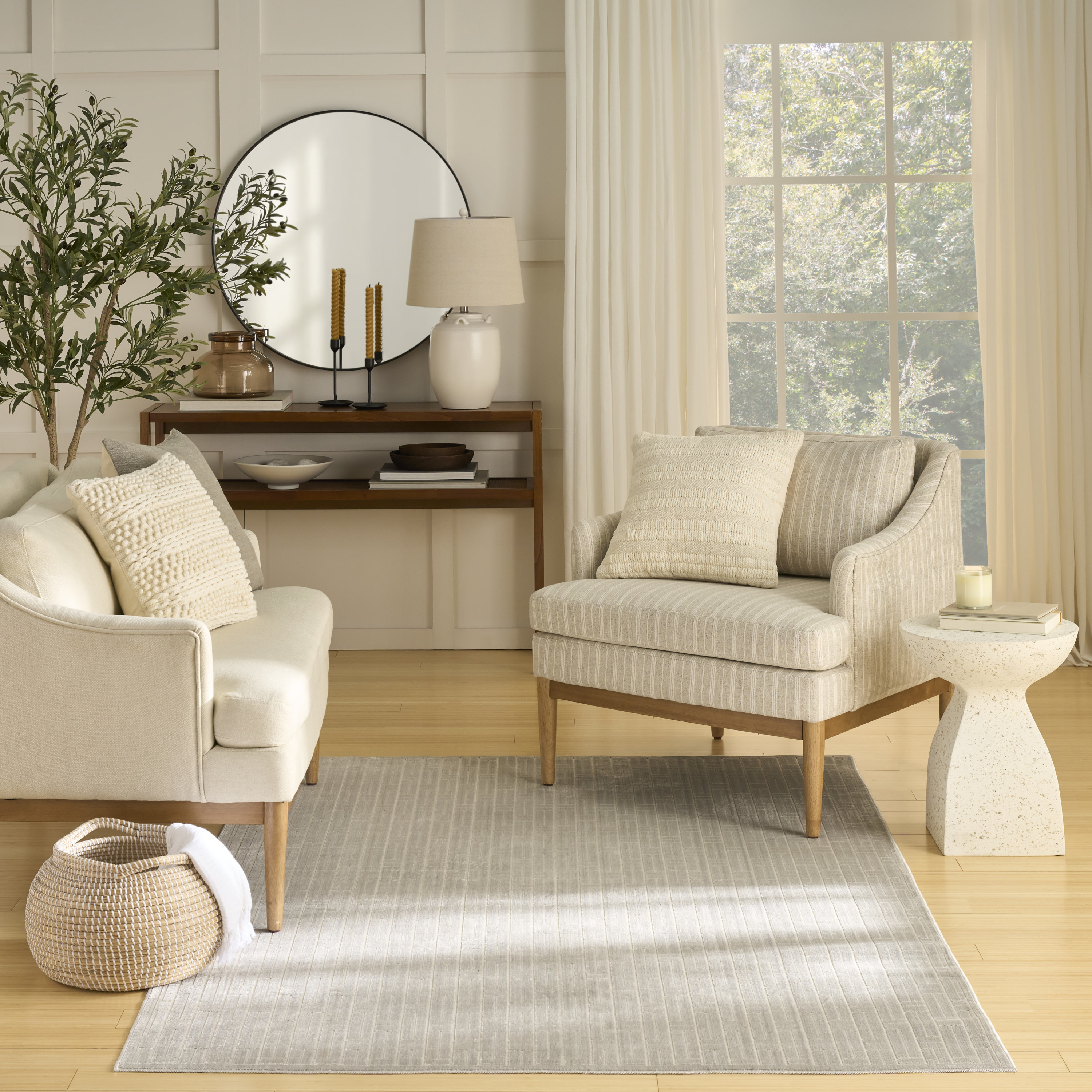 Nourison Washable Charm 5' x 7' Silver Ivory Modern Indoor Rug