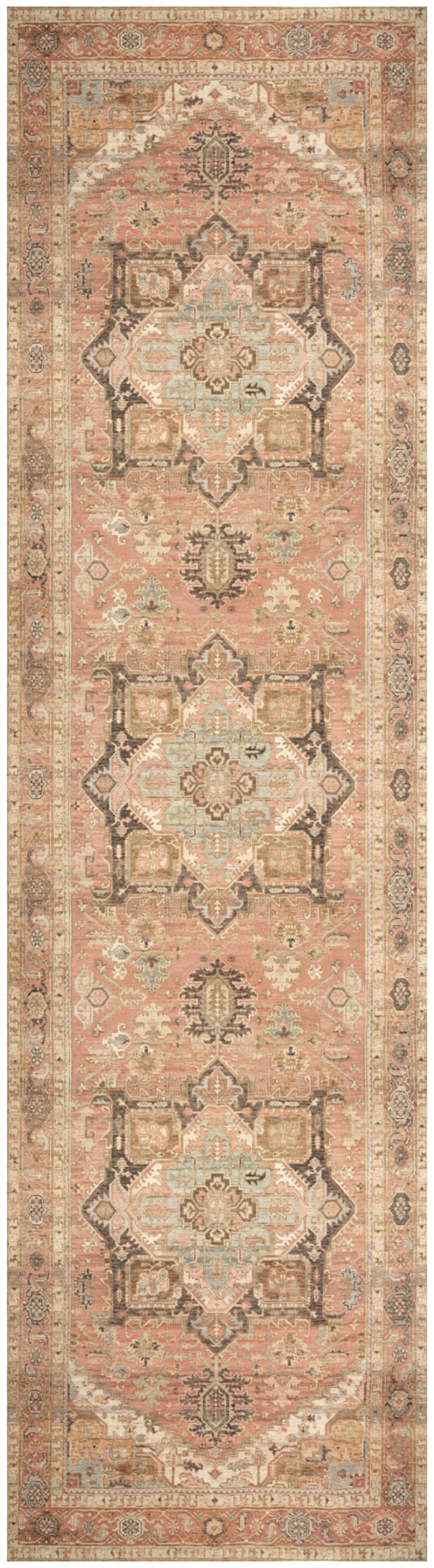 Nourison Vintage Washables 2' x 6' Coral Multicolor Vintage Indoor Rug