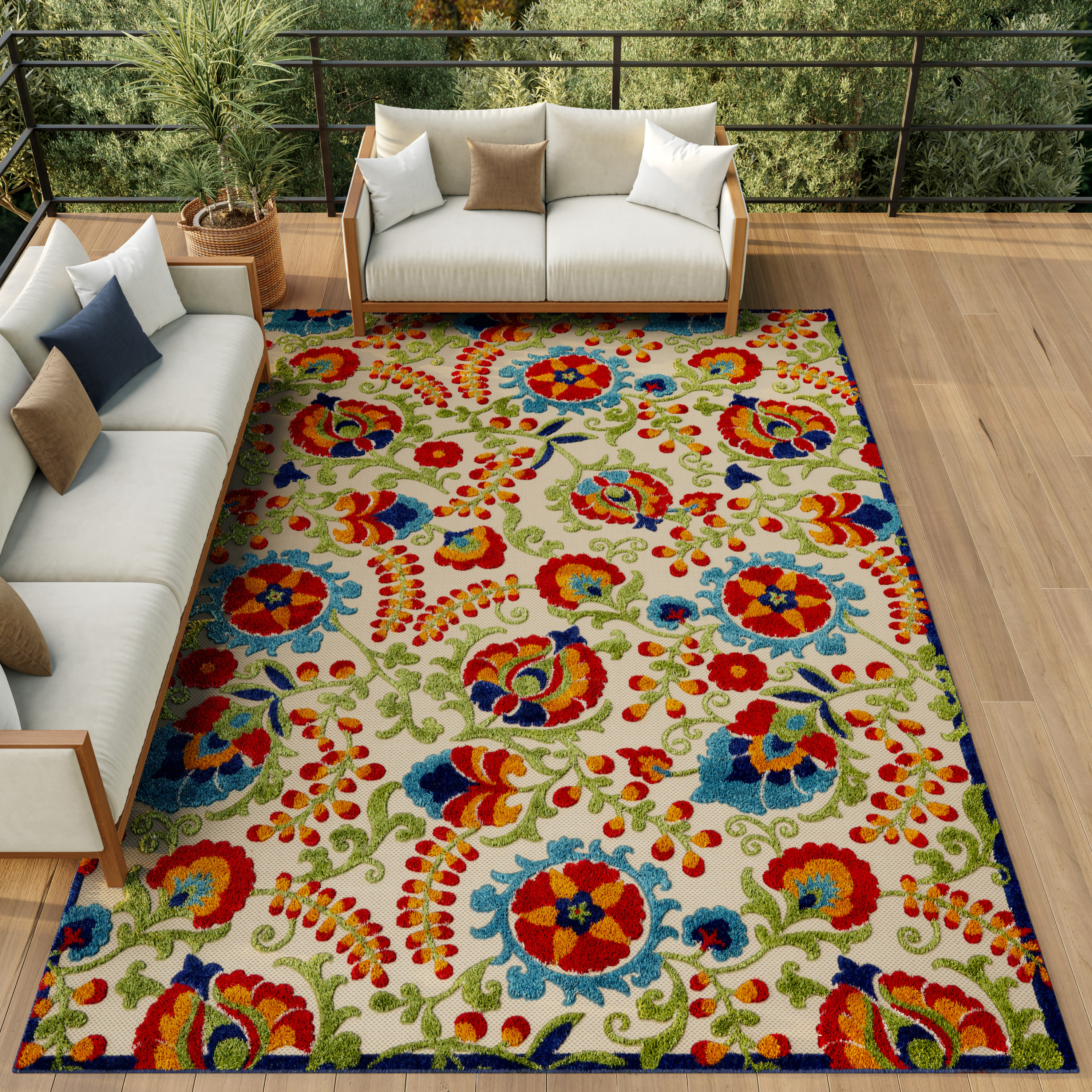 Nourison Aloha 7'10" x 10'6" Multicolor Farmhouse Rug
