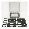 Weatherproof Flat Flip Cover, Polycarbonate, 2-Gang, Horizontal/Vertical, 55-in-1 Configurations, Clear