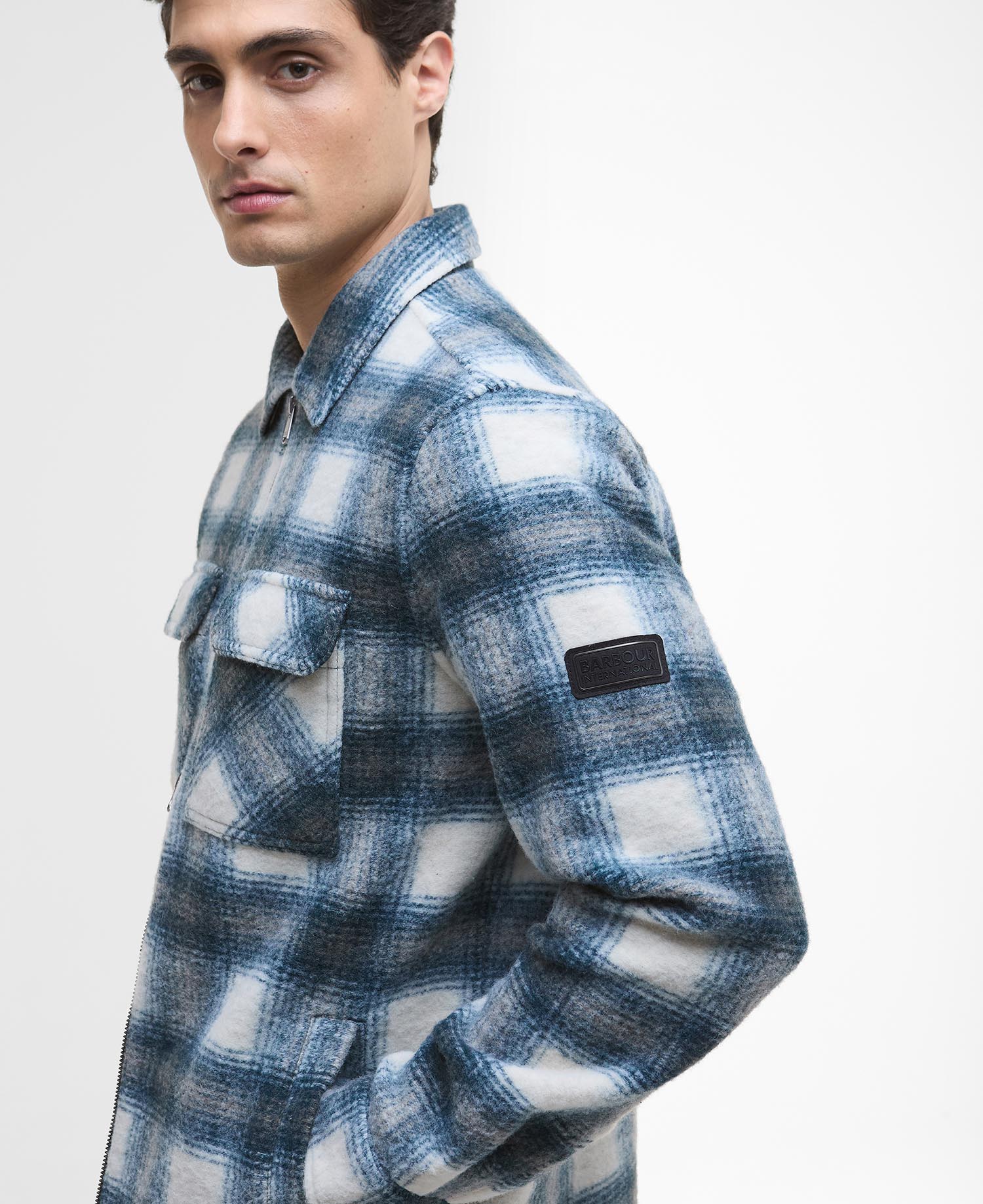 Overshirt Clayton in pile con motivo a quadri image number 4