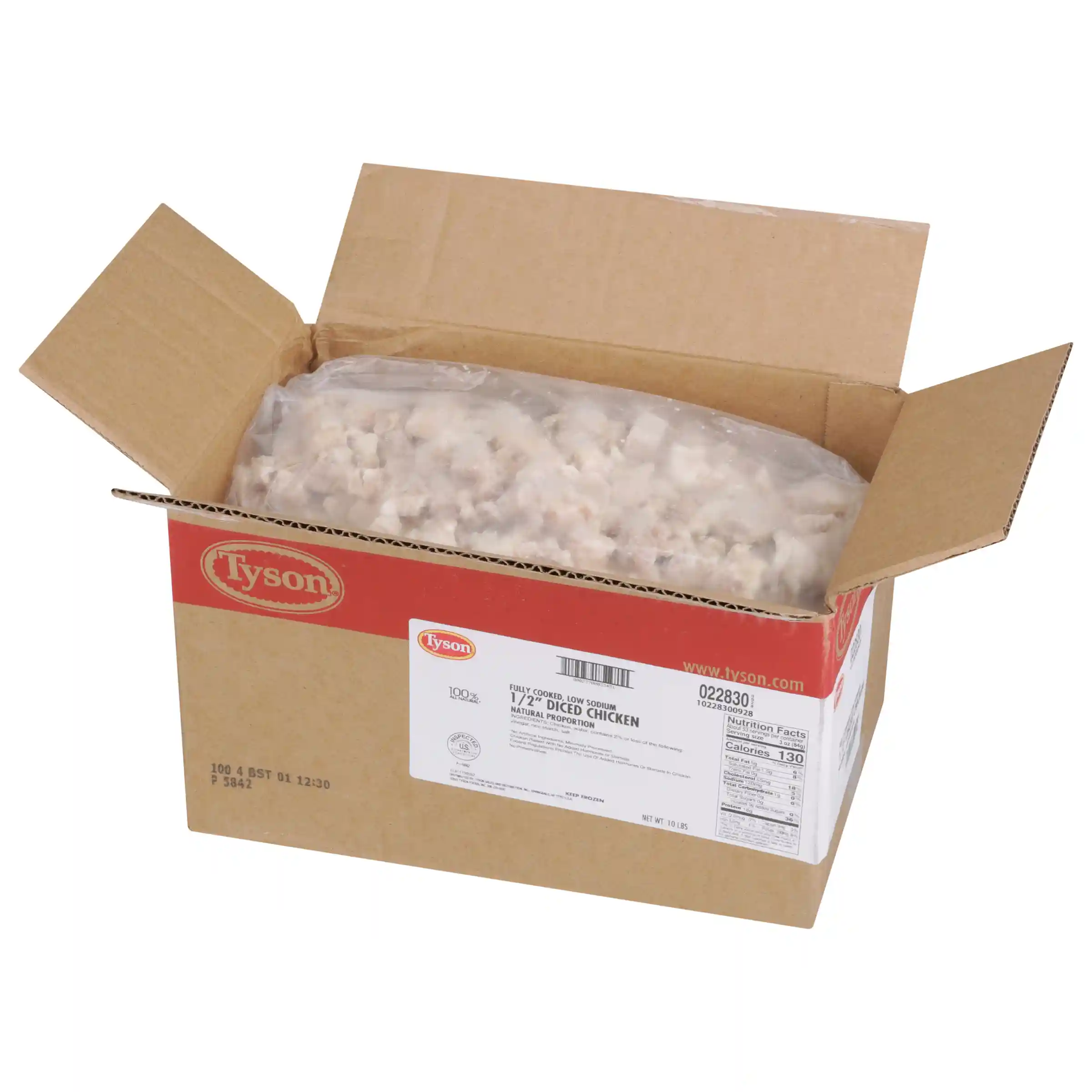 Tyson® Fully Cooked All Natural* Low Sodium Diced Chicken, Natural Proportion 60 White/40 Dark Meat, 0.5"_image_4