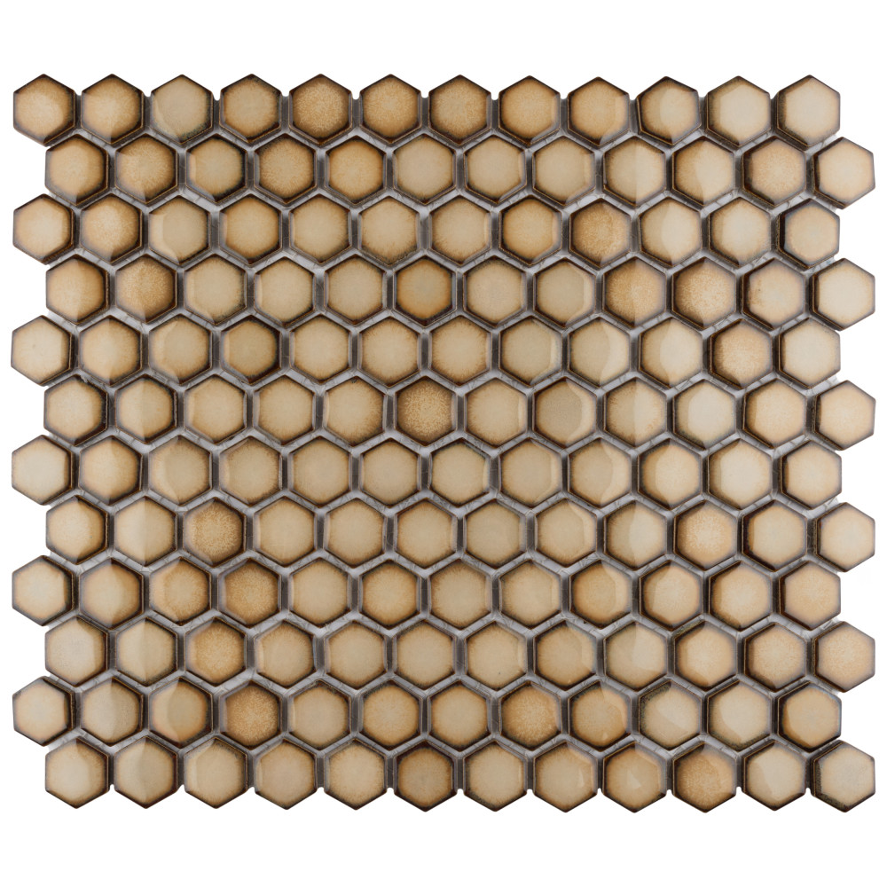 Hudson 1″ Hex Caffe 11-7/8 in. x 13-1/4 in. Porcelain Mosaic Tile