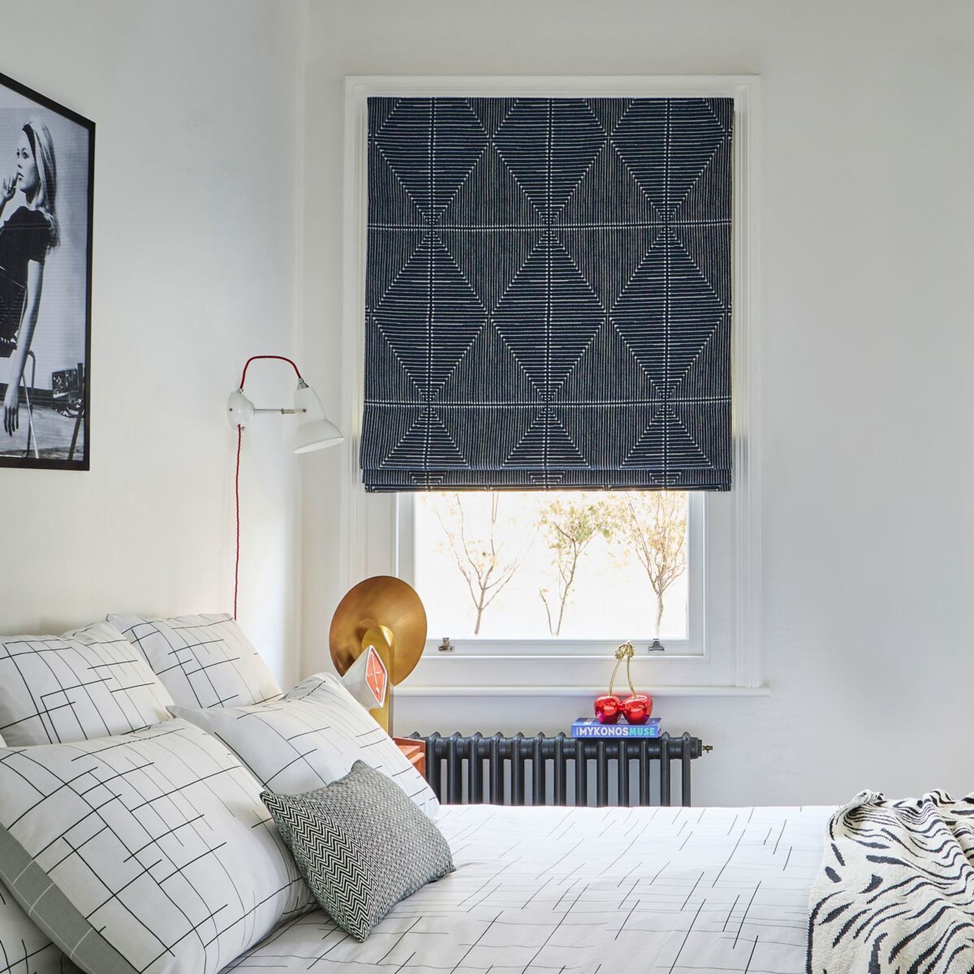 Inkdrop Navy Roman blind