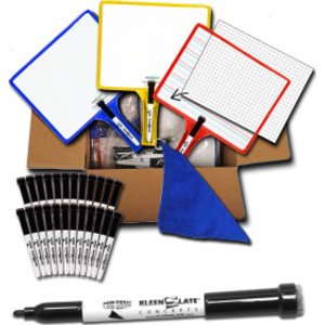Customizable Handheld Whiteboards with Clear Dry Erase Sleeves & Markers, Class Set of 12
