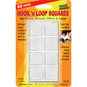 Hook 'n Loop, 7/8" Squares, 60 Sets