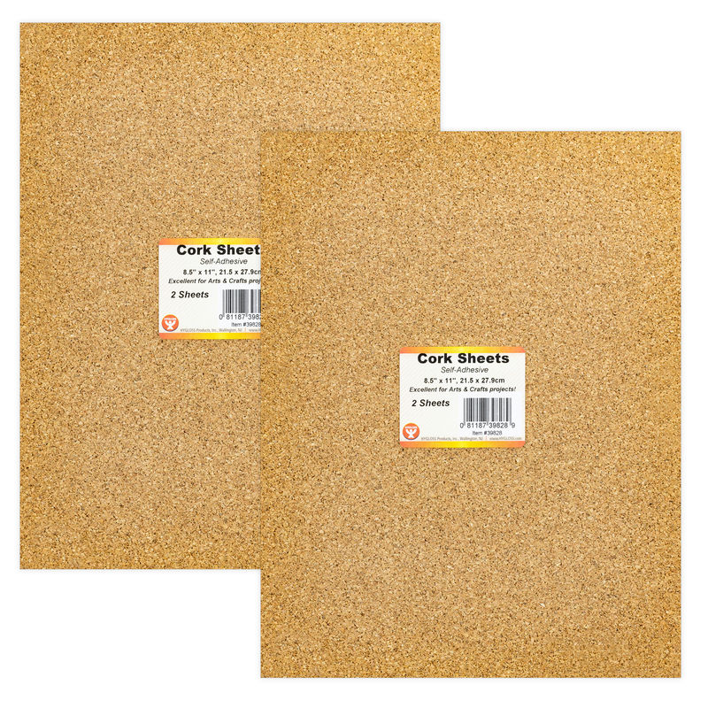 Self-Adhesive Cork Sheets, 2 mm Thick, 8.5 x 11 Inches, 2 Sheets, 2-Pack