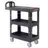 Rubbermaid Commercial, BRUTE 3-Shelf Heavy Duty Ergo, Small, Utility Cart, Black