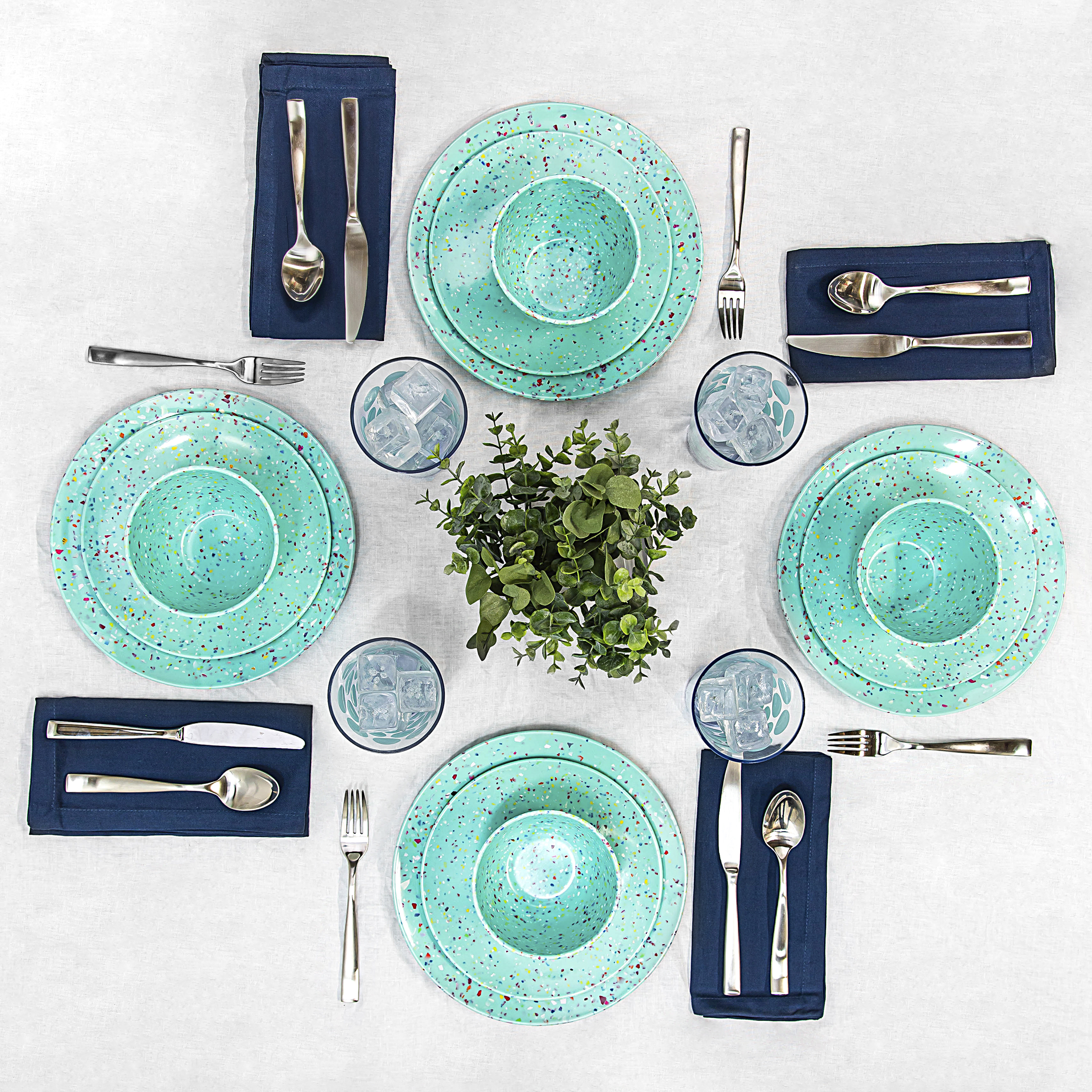 Confetti Dinnerware Set, Mint, 12-piece set slideshow image 3 Confetti Dinnerware Set, Mint, 12-piece set slideshow image 3
