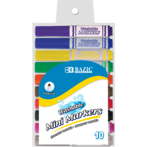 Rotuladores Lavables, Mini Línea Ancha, 10 Colores