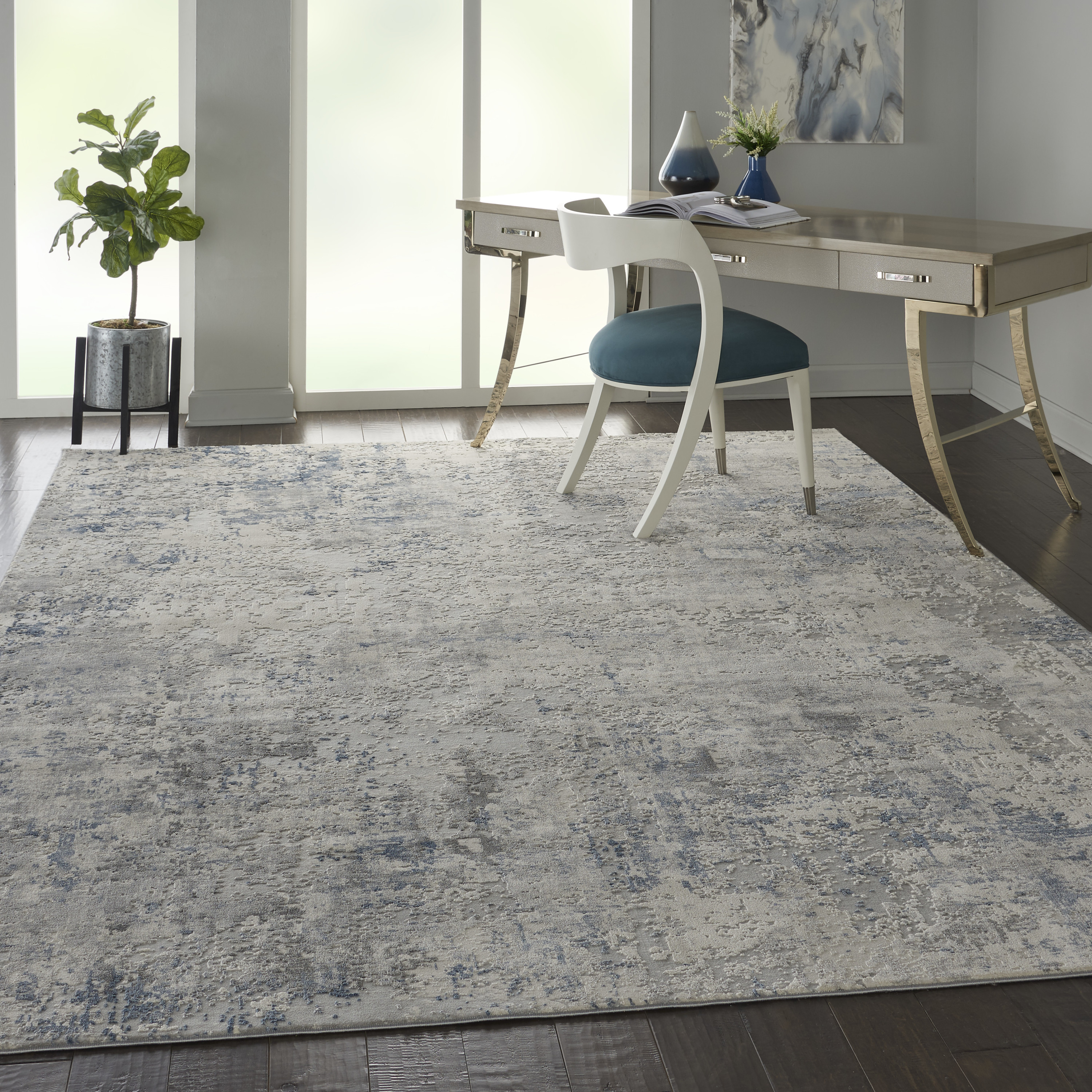 Nourison Rustic Textures 9'3" x 12'9" Ivory Grey Blue Modern Indoor Rug