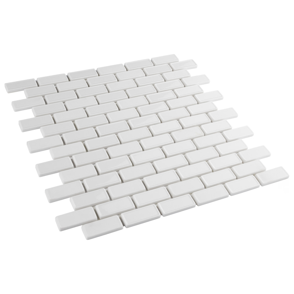 Expressions Recessed Subway White 11-3/4 in. x 12 in. Glass Mosaic Tile