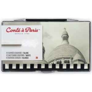 Carrés Esquisse Sketching Pastel Crayons, White 2B, Set of 12