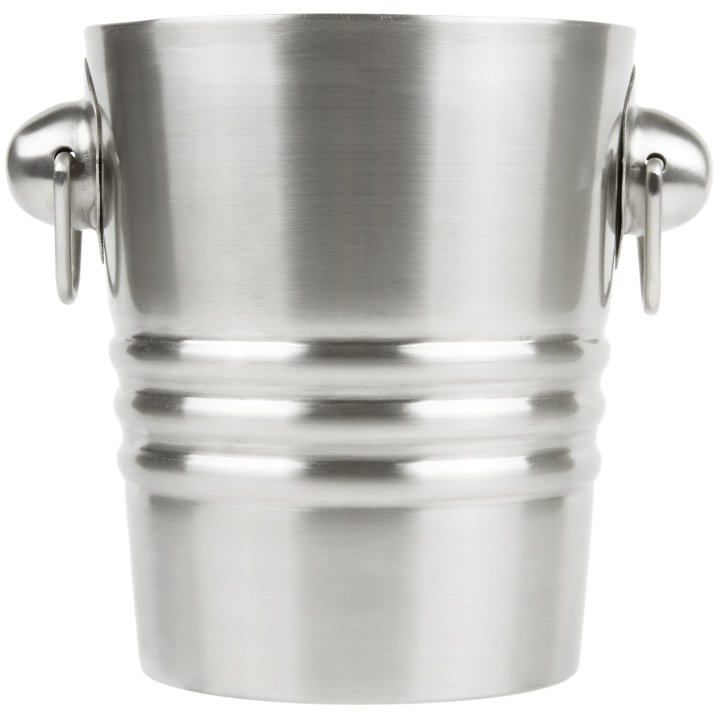 2 1/10-quart stainless steel double-wall wine bucket in satin finish with ring handles