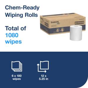 Tork, Everwipe Chem-Ready, 1 ply, 5.25"x12.00", Synthetic, General Purpose Wipers, White