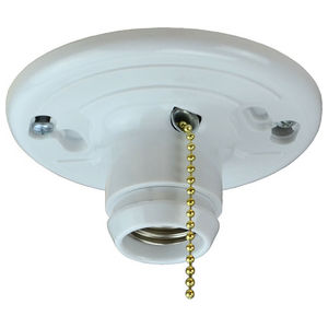 Pull Chain Medium Base Incandescent Lampholder With Wire Leads, 2 1/8 in. H x 4 9/16 in. Dia.