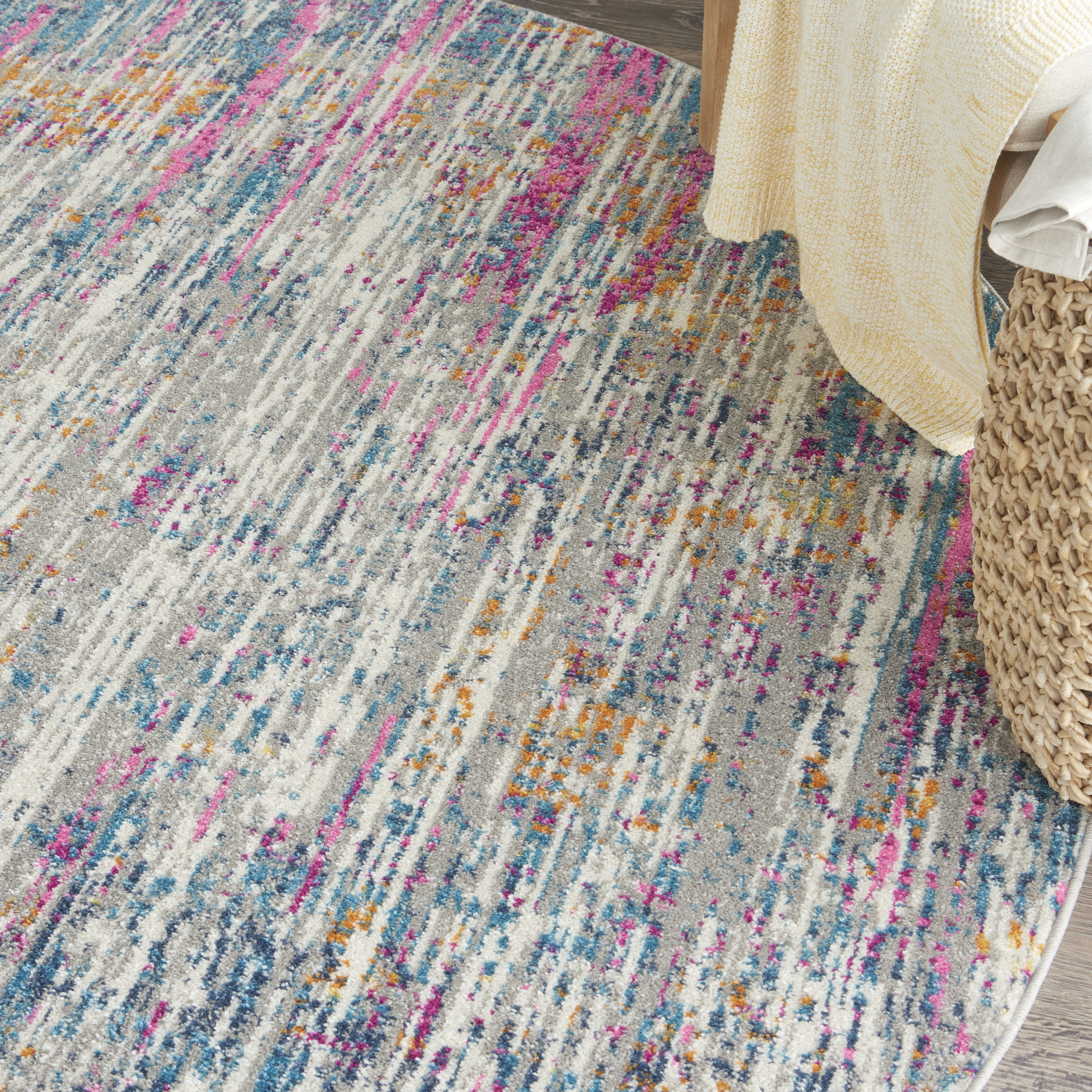 Nourison Passion 8' x Round Ivory Multicolor Modern Indoor Rug