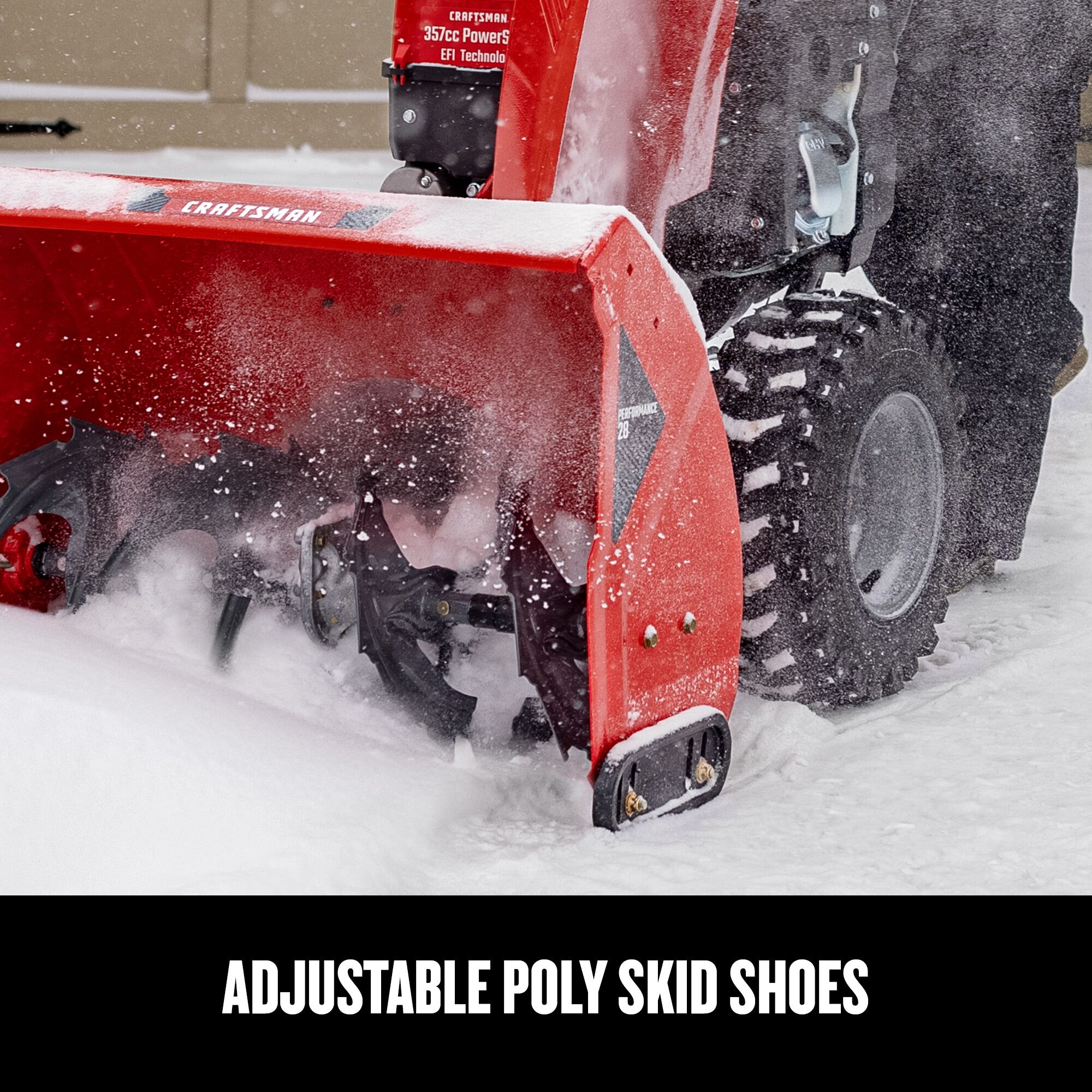 CRAFTSMAN 28-in. 357-cc Two-Stage Gas Snow Blower focused in on polyskid shoes