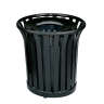 Rubbermaid Commercial, Americana Series, Open Top, 36 gal, Metal, Black, Round, Receptacle