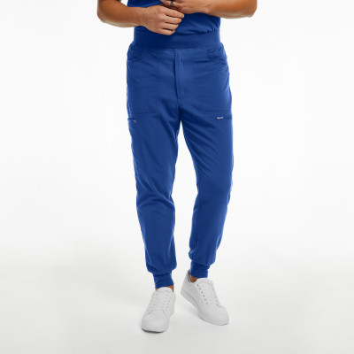 White Cross CRFT WB417 Men&#8216;s Breathable 7-Pocket Mid-Rise Knit Waist with Interior Drawstring Jogger Scrub Pants with Zipper Fly-White Cross
