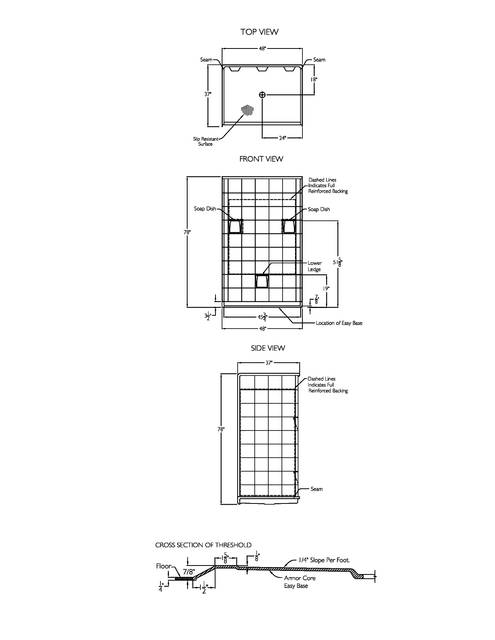 Technical Drawing — Cd Shower Tech Draw Xst 4836bf 4p