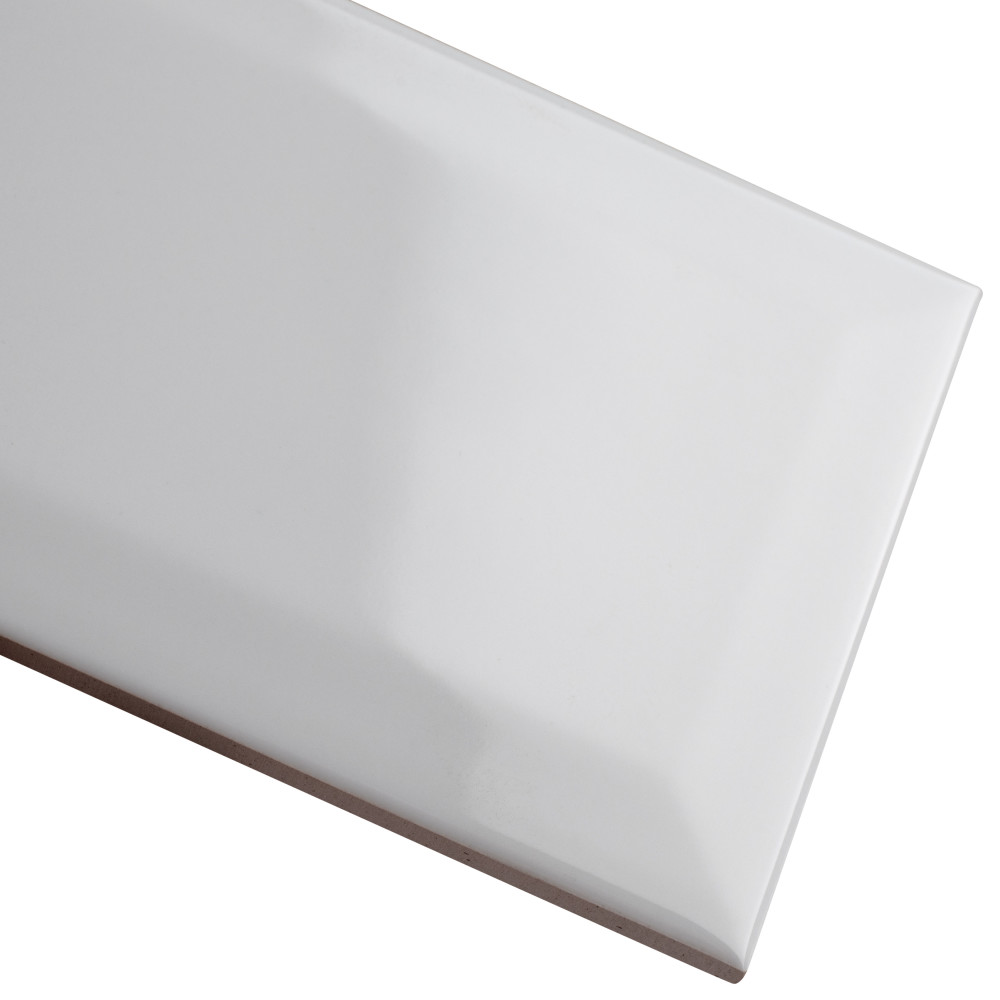 Crown Heights Beveled Glossy White 3 in. x 6 in. Ceramic Wall Tile