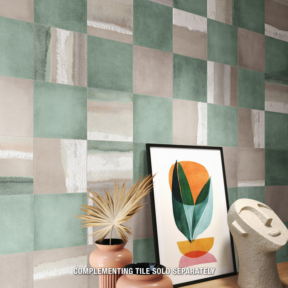 Matter Canvas Taupe Green 6 in. x 6 in. Porcelain Floor and Wall Tile