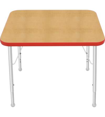 Creative Colors® Activity Table, Rectangle, 24" x 30", Maple Top Color, Red Edge Color, Standard Leg Height, Platinum Silver Leg