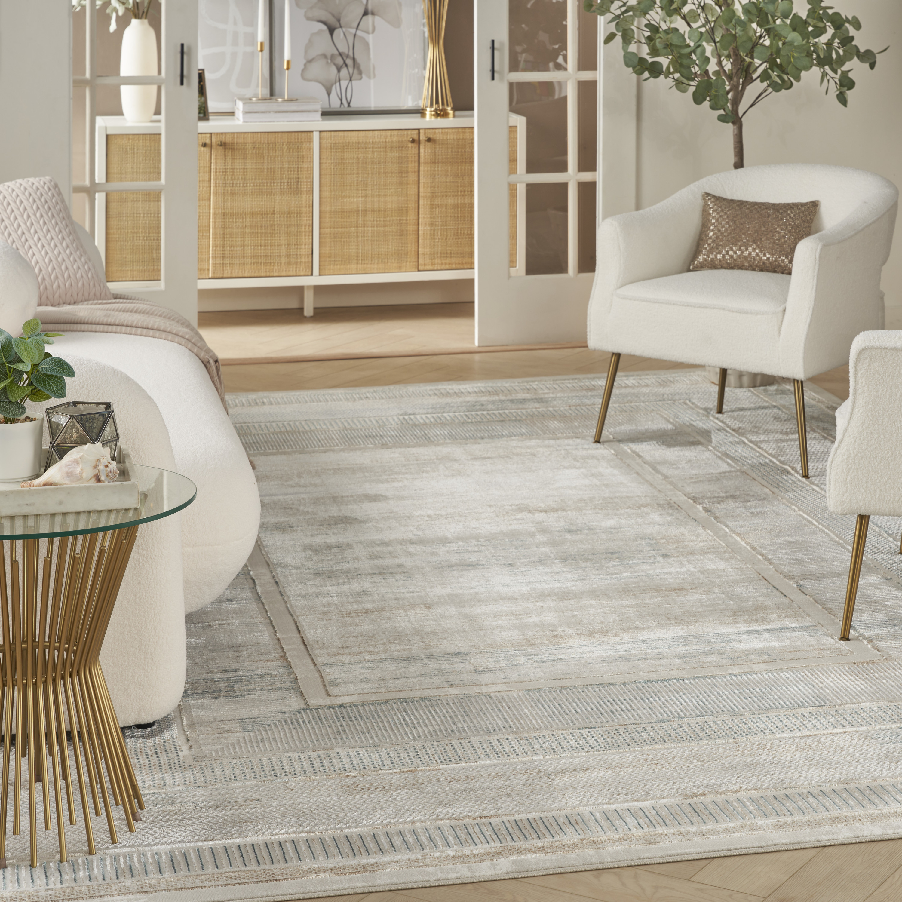 Nourison Glitz 9' x 12' Ivory Multicolor Modern Indoor Rug