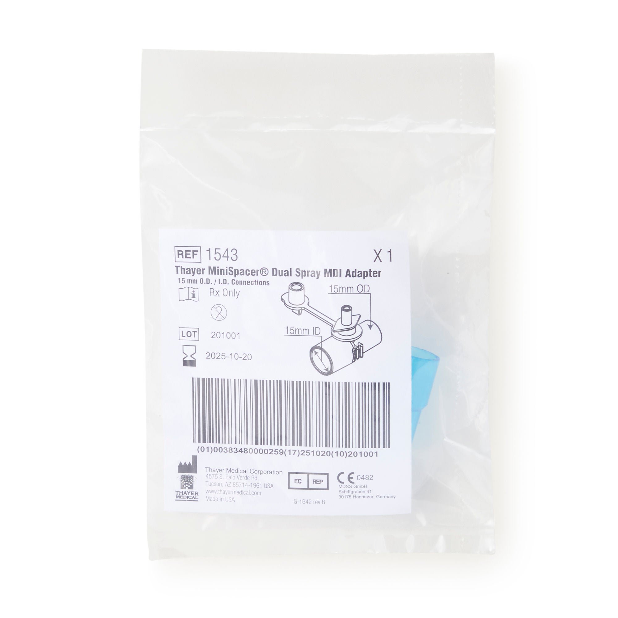 Thayer Medical ADAPTER, MINISPACER DUAL SPRAY15MM MDI (50/CS)