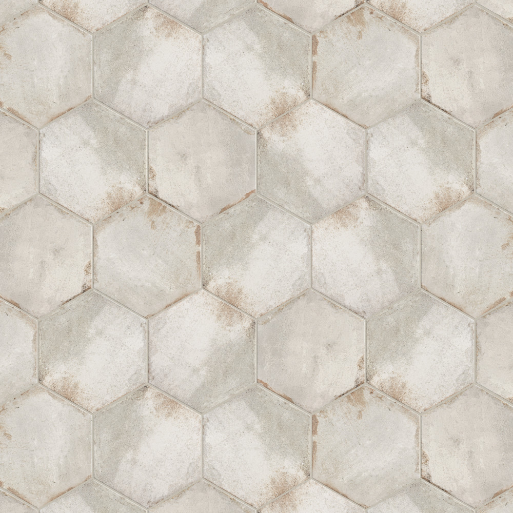 D%27Anticatto Hex Bianco 11x12.75 Hexagon Porcelain Floor and Wall Digital Pattern