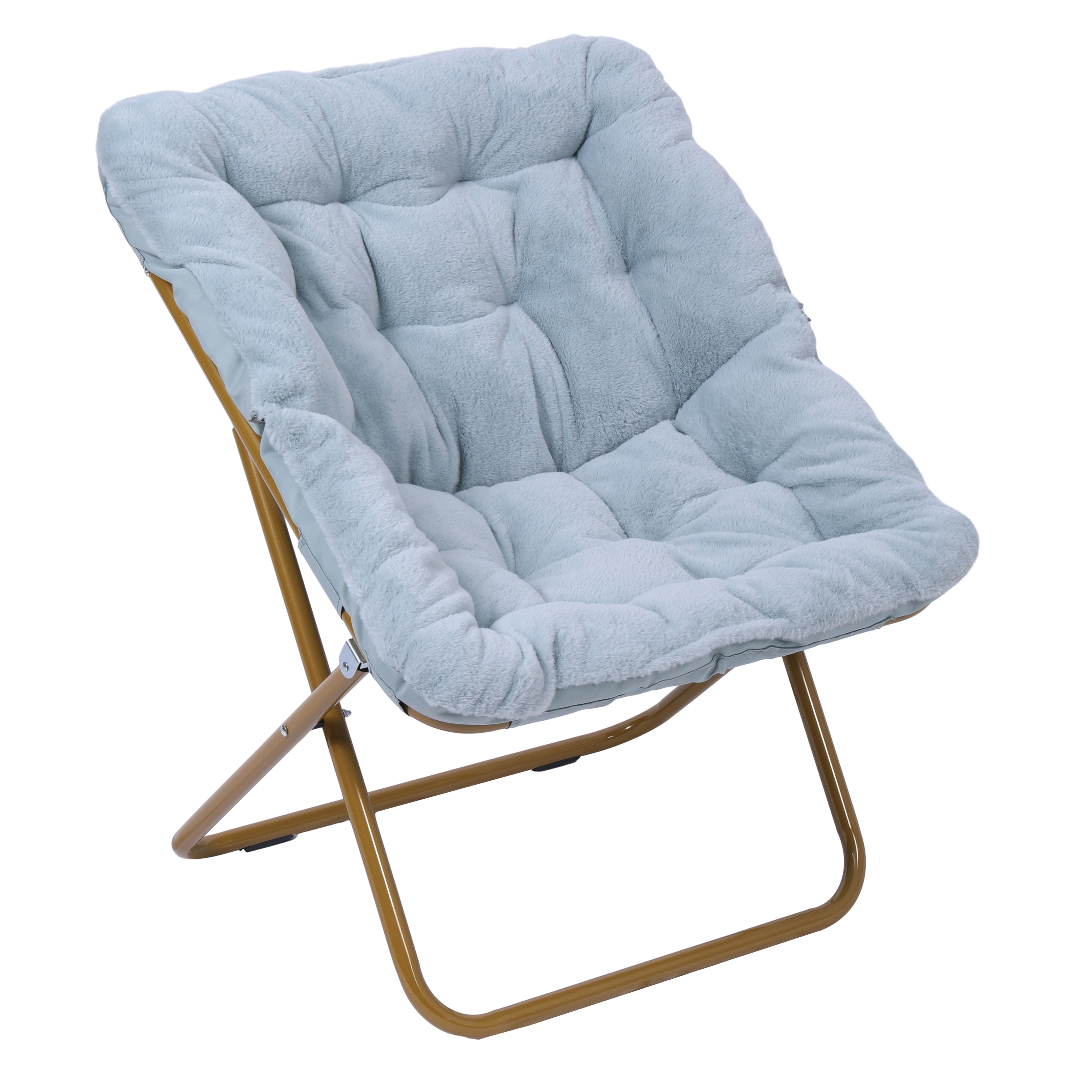 Archer 28" Oversized Portable Faux Fur Folding Saucer Chair with Folding Otto... - Picture 46 of 49