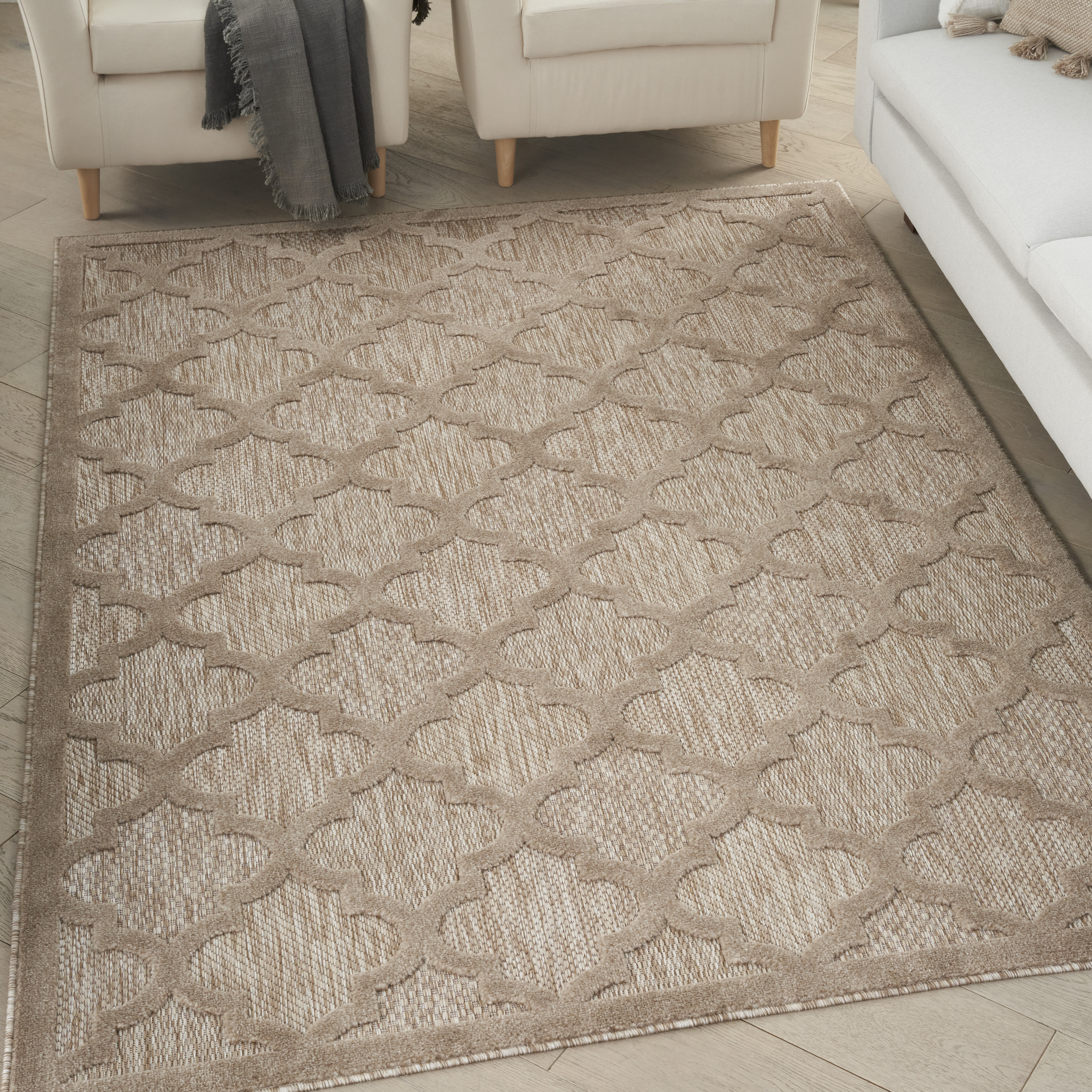 Nourison Easy Care 5' x 7' Natural Beige Modern Rug