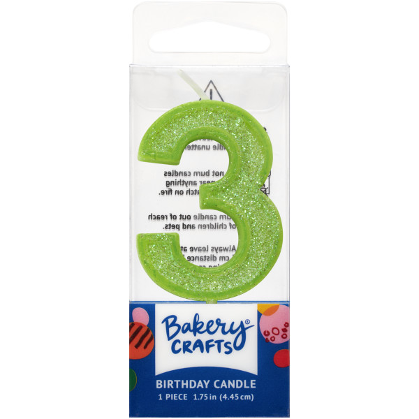 3 Mini Glitter Numeral Candles