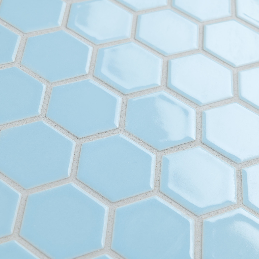 Hudson Due 2″ Hex Cashmere Blue 10-7/8 in. x 12-5/8 in. Porcelain Mosaic Tile