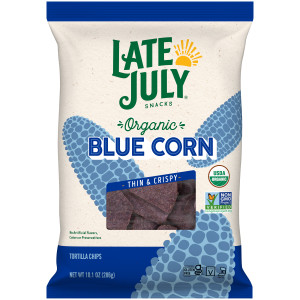 Late July Snacks, Thin and Crispy Organic Tortilla Chips, Blue Corn, 10.1-oz. Bag