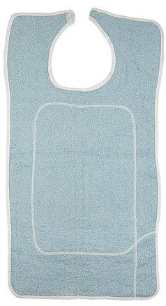 Beck's Classic Adult Bib with Barrier, White and Blue Terry, 18 x 36 Inch