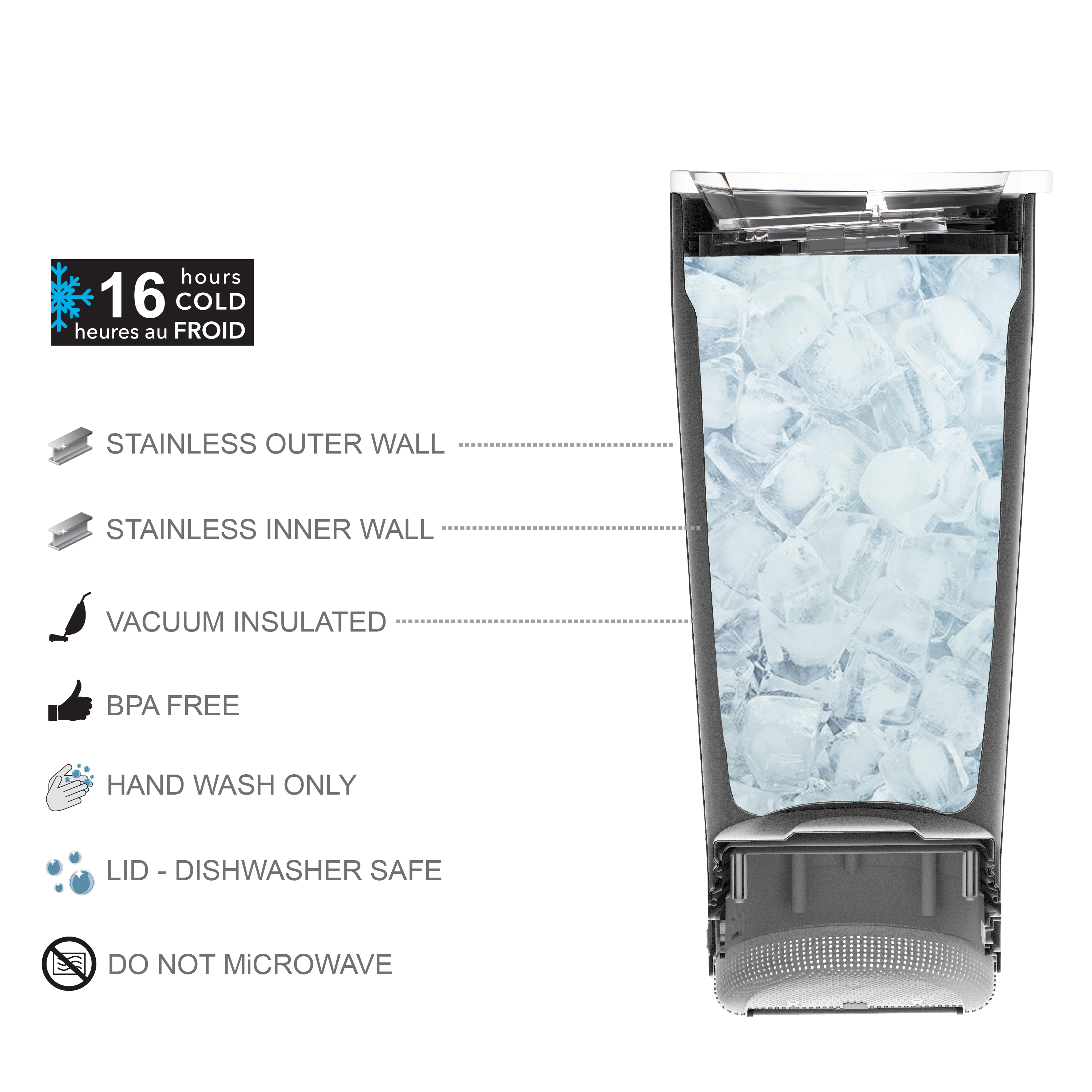 Zak Play 18 ounce Stainless Steel Tumbler with Bluetooth Speaker, Teal slideshow image 3 Zak Play 18 ounce Stainless Steel Tumbler with Bluetooth Speaker, Teal slideshow image 3