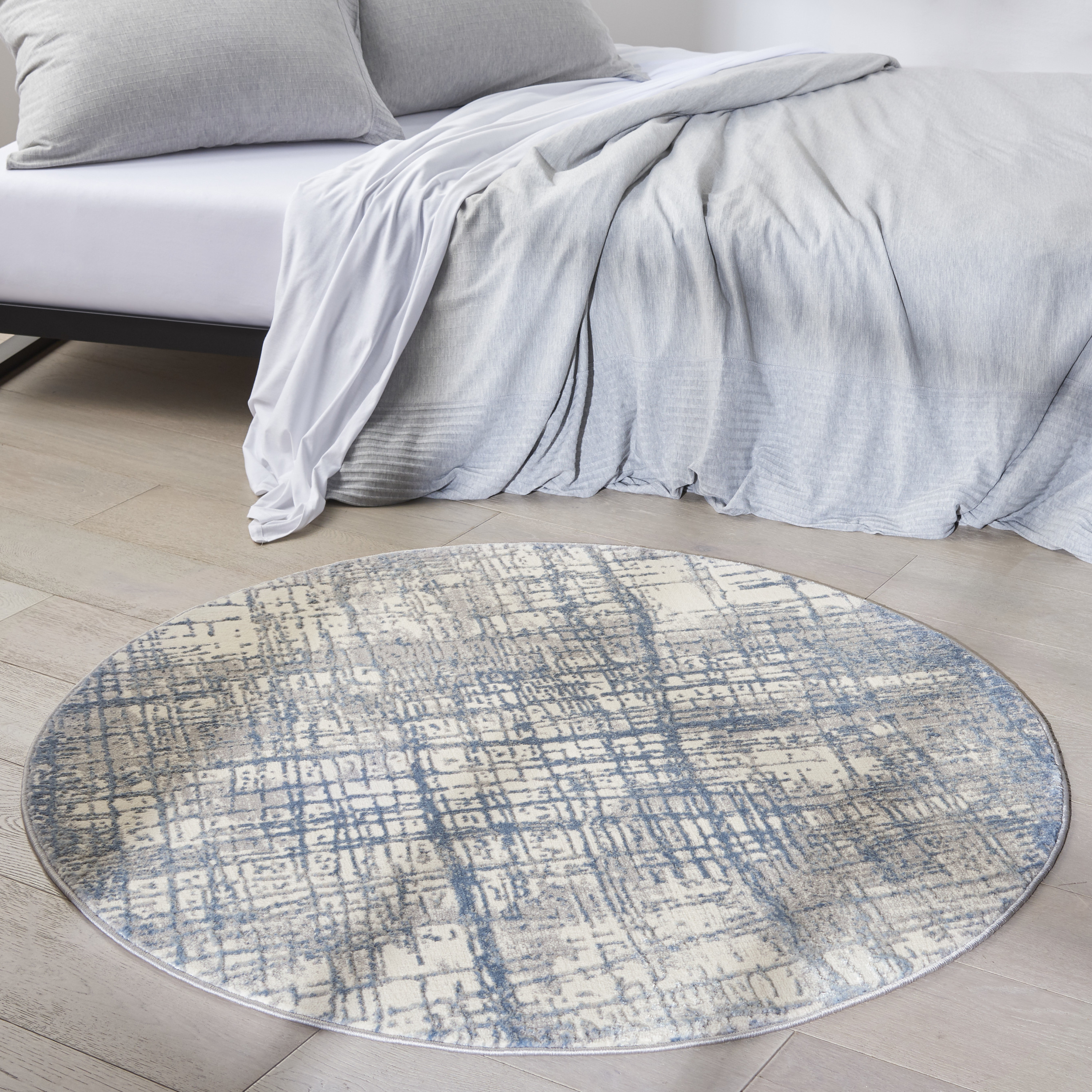 Calvin Klein CK950 Rush 4' x Round Ivory Blue Modern Indoor Rug