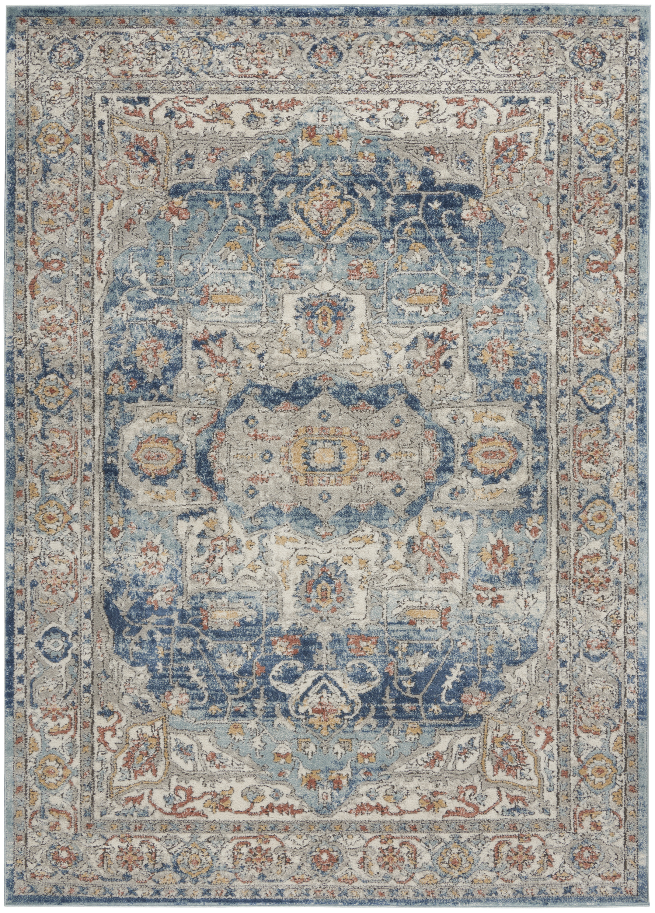 Nourison Quarry 5'3" x 7'3" Ivory Blue Vintage Indoor Rug