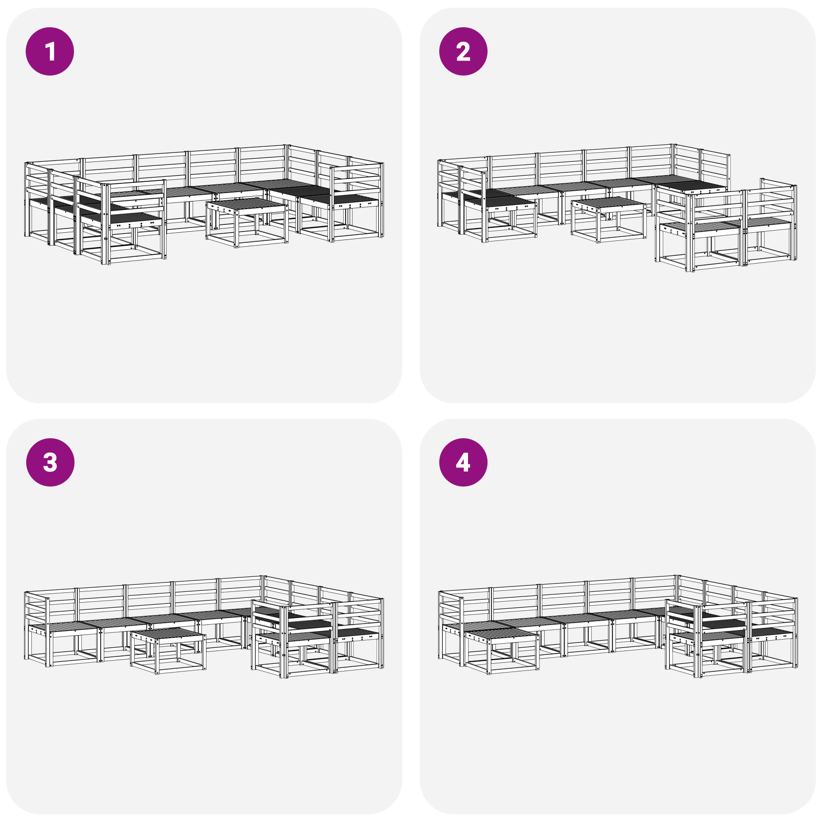 Buiten bankenset 10 pcs Wit Massief Acaciahout image 6