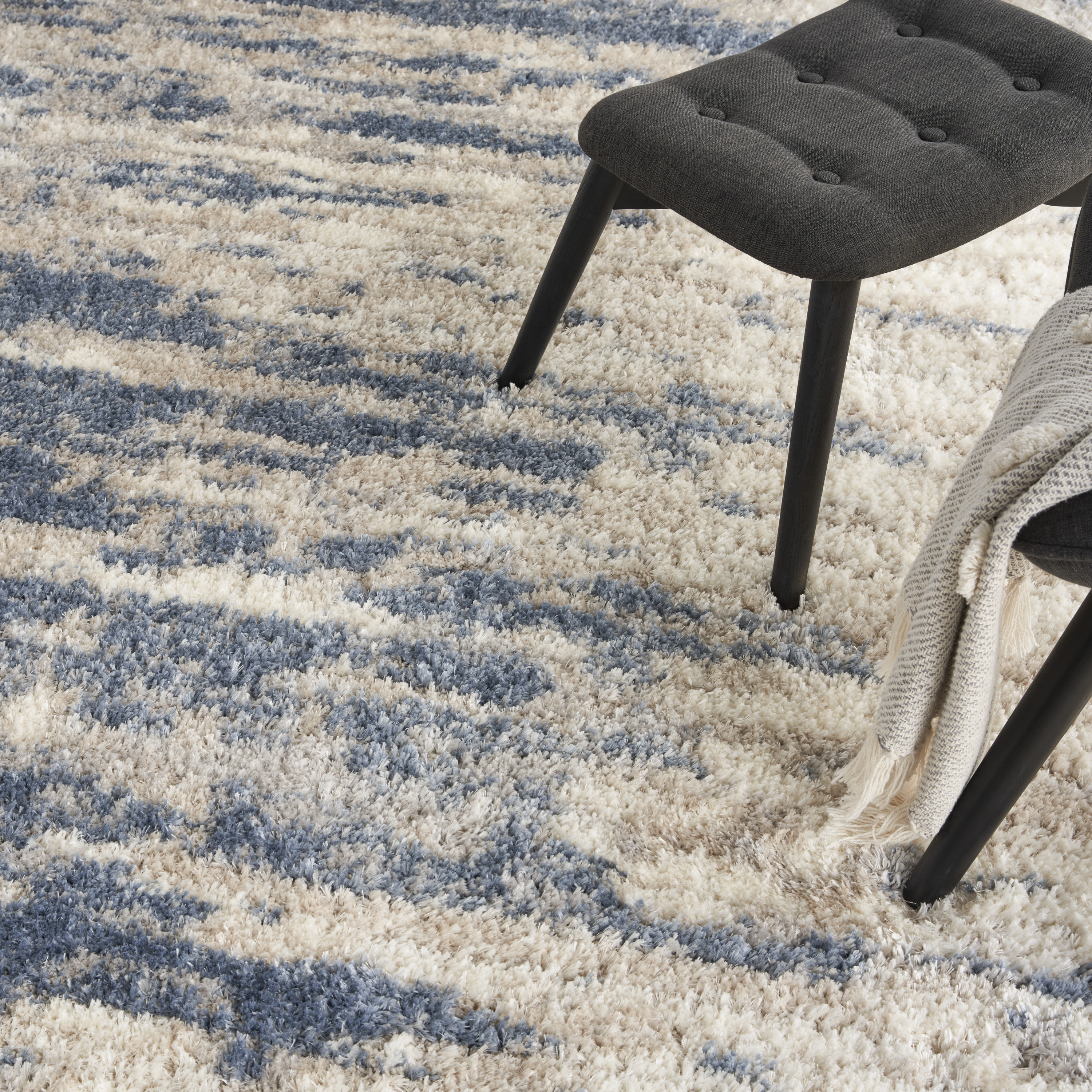 Nourison Dreamy Shag 9' x 12' Light Blue Grey Shag Indoor Rug