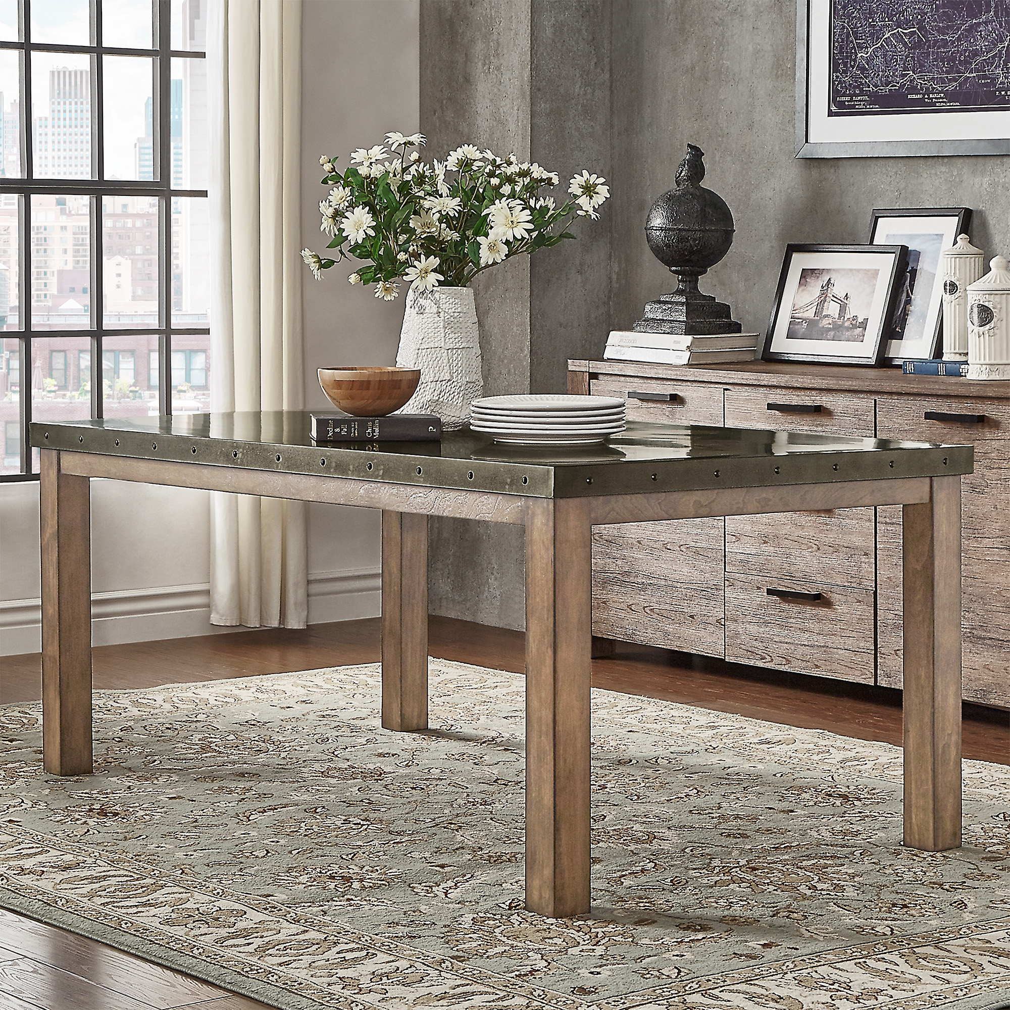Stainless Steel Top Rectangle Dining Table