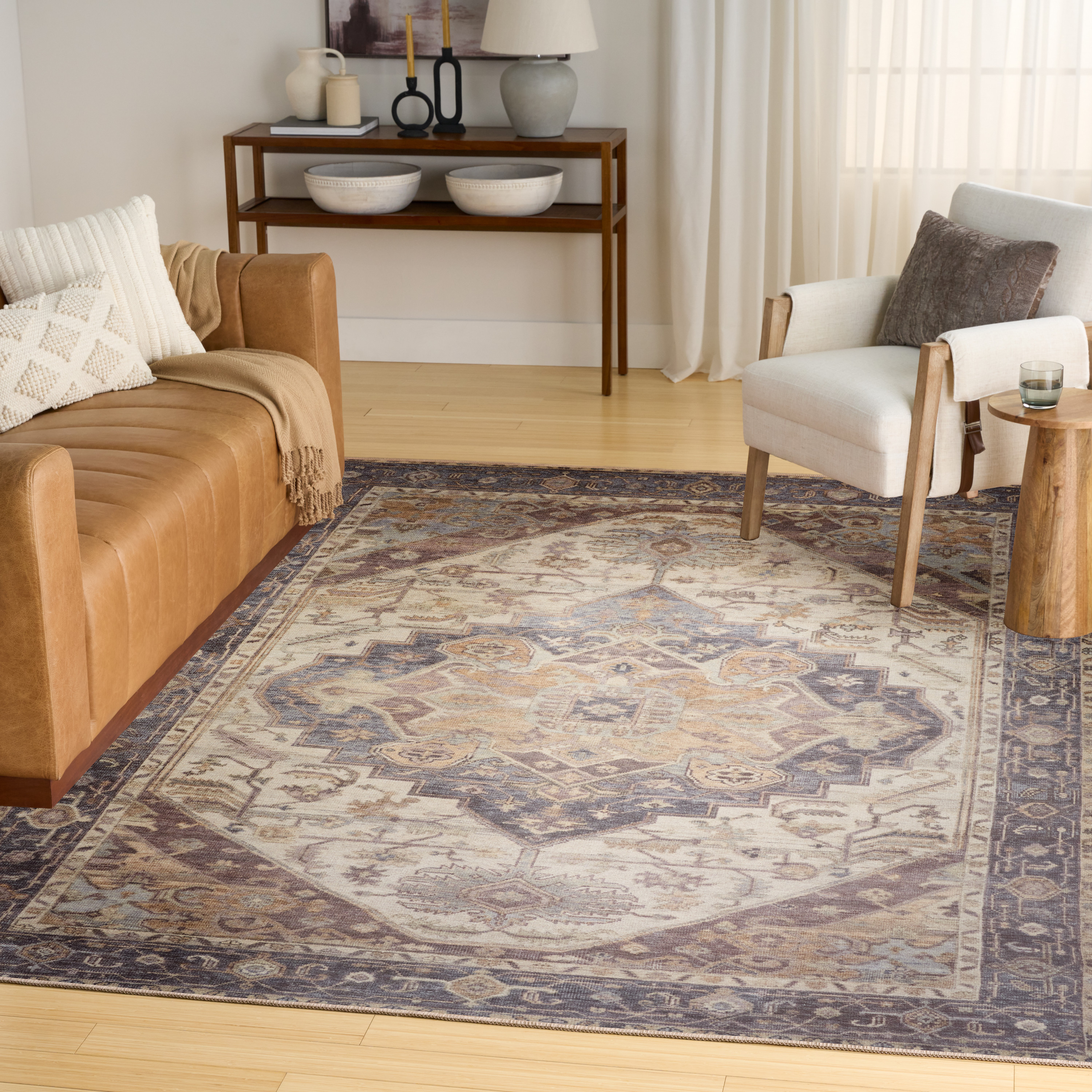 Nourison Vintage Washables 9'10" x 13'2" Ivory Purple Vintage Indoor Rug
