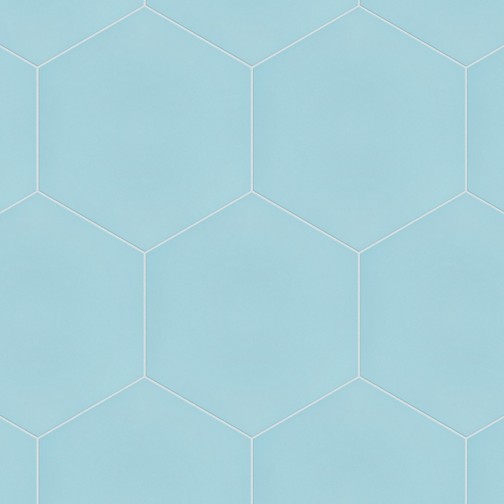 Textile Basic Hex Aqua 8.63x9.88 Hexagon Porcelain Floor and Wall Digital Pattern