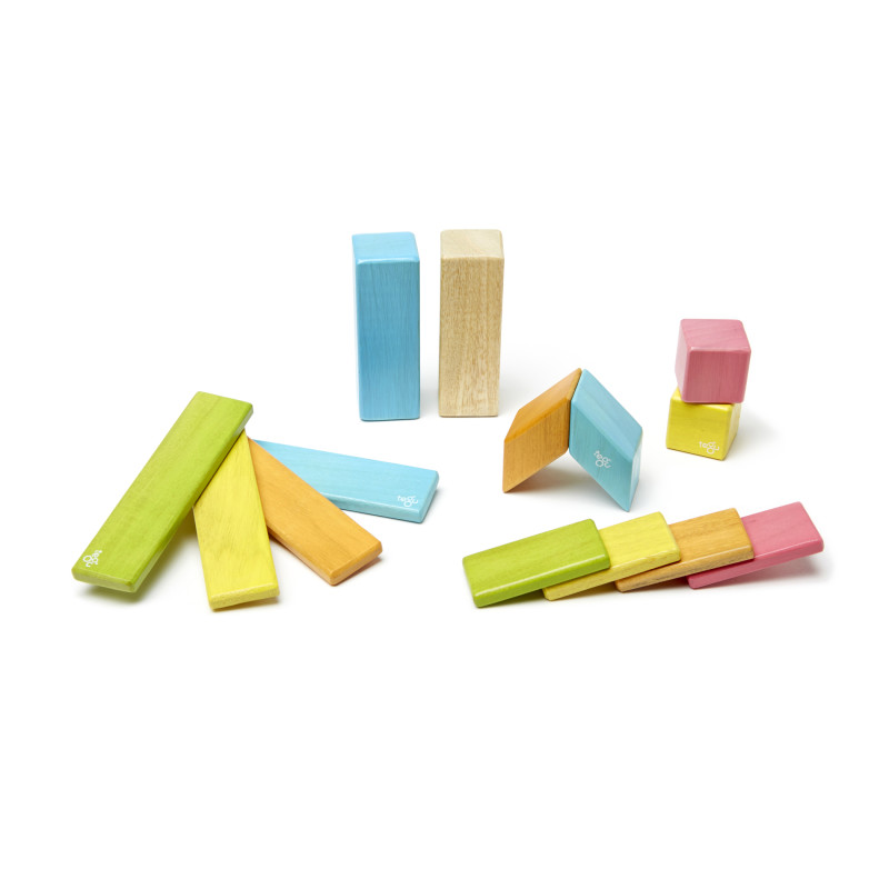 Magnetic Wooden Blocks, 14-Piece Set, Tints