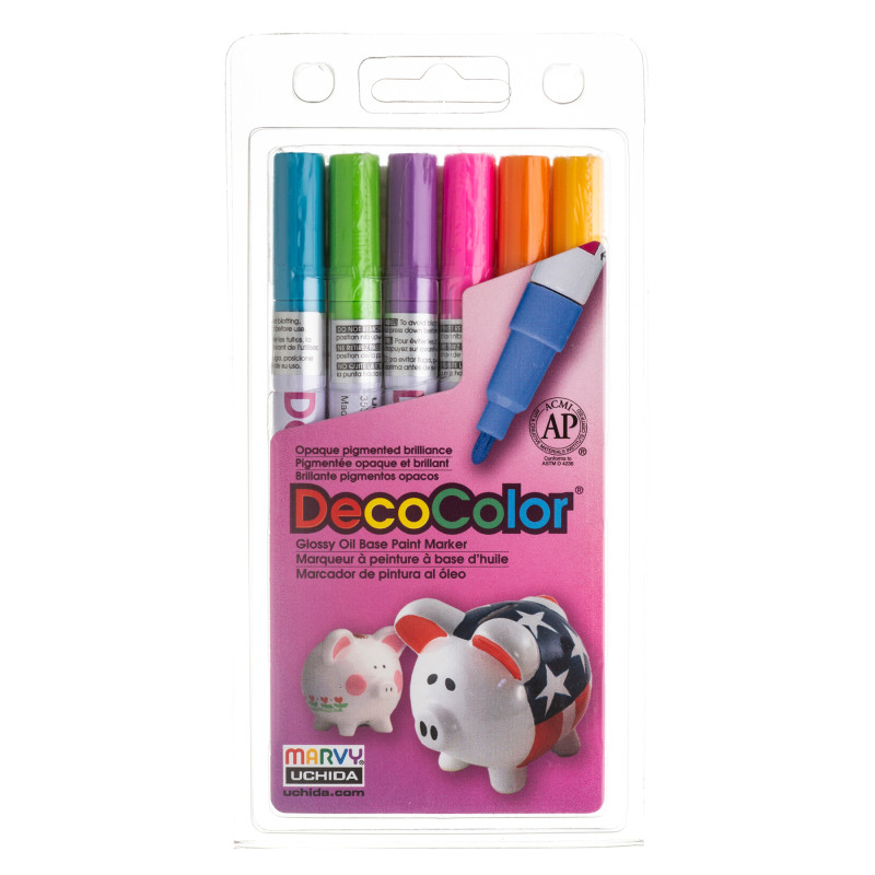 DecoColor® Paint Markers, Fine Tip, 200-S, Hot Colors, Set of 6
