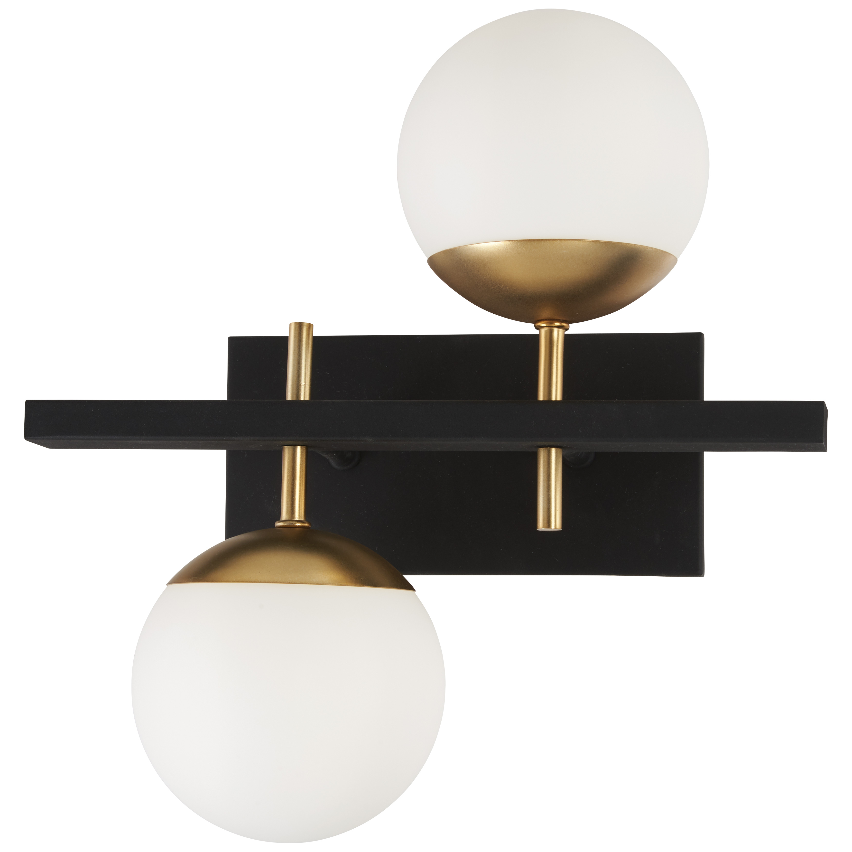 The Alluria wall sconce blends weathered black finish with autumn gold accents for sophisticated warmth. Etched opal glass diffuses light beautifully while the transitional design complements both traditional and contemporary spaces. - alternate view