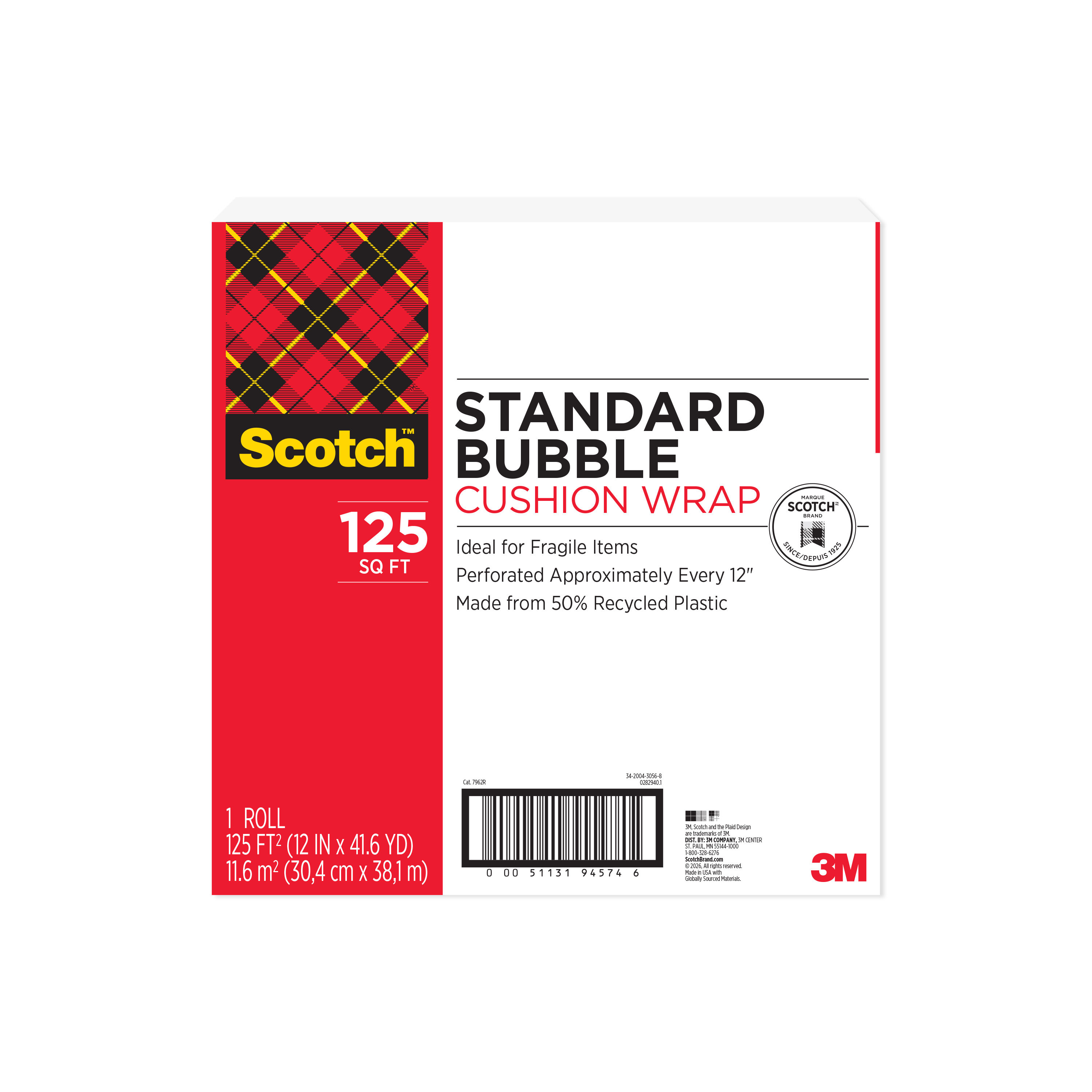 Scotch™ Cushion Wrap Dispenser Box 7962R, 12 in x 125 ft